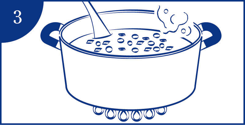 3.中火で加熱し良くかき混ぜる