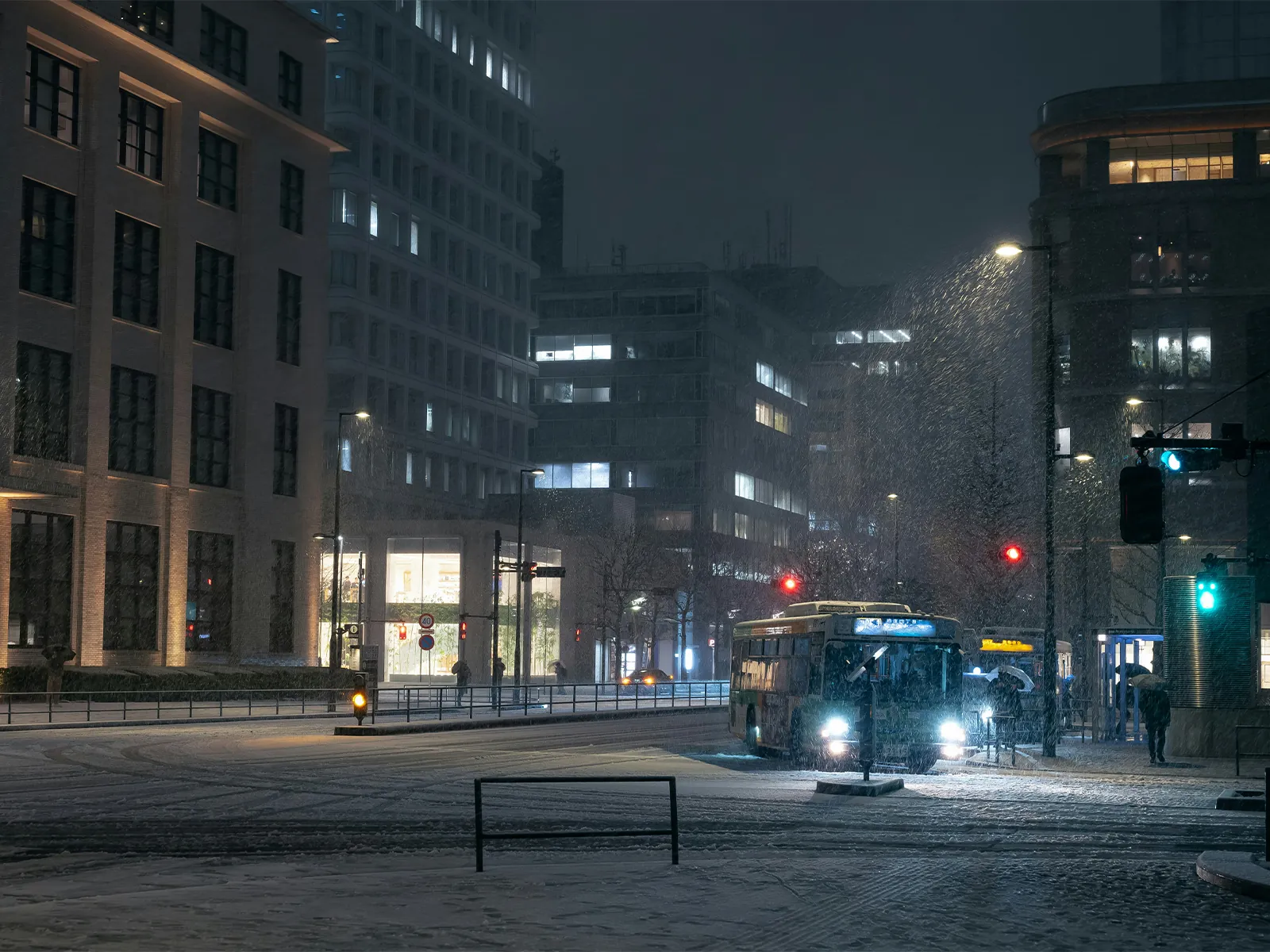 雪が降っている東京