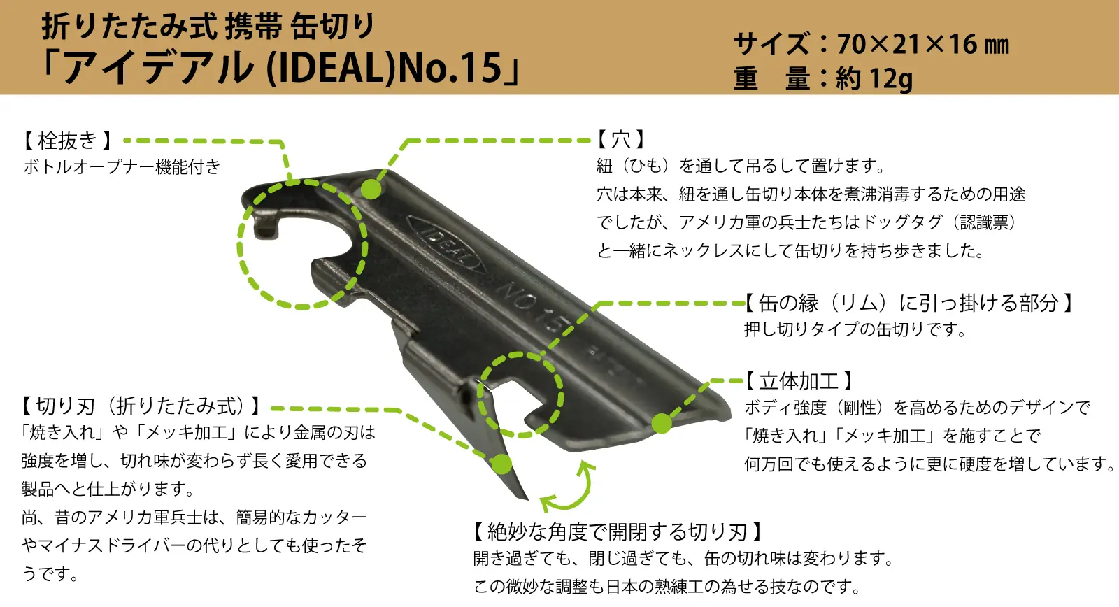 折りたたみ式携帯缶切り アイデアル（IDEAL）No.15